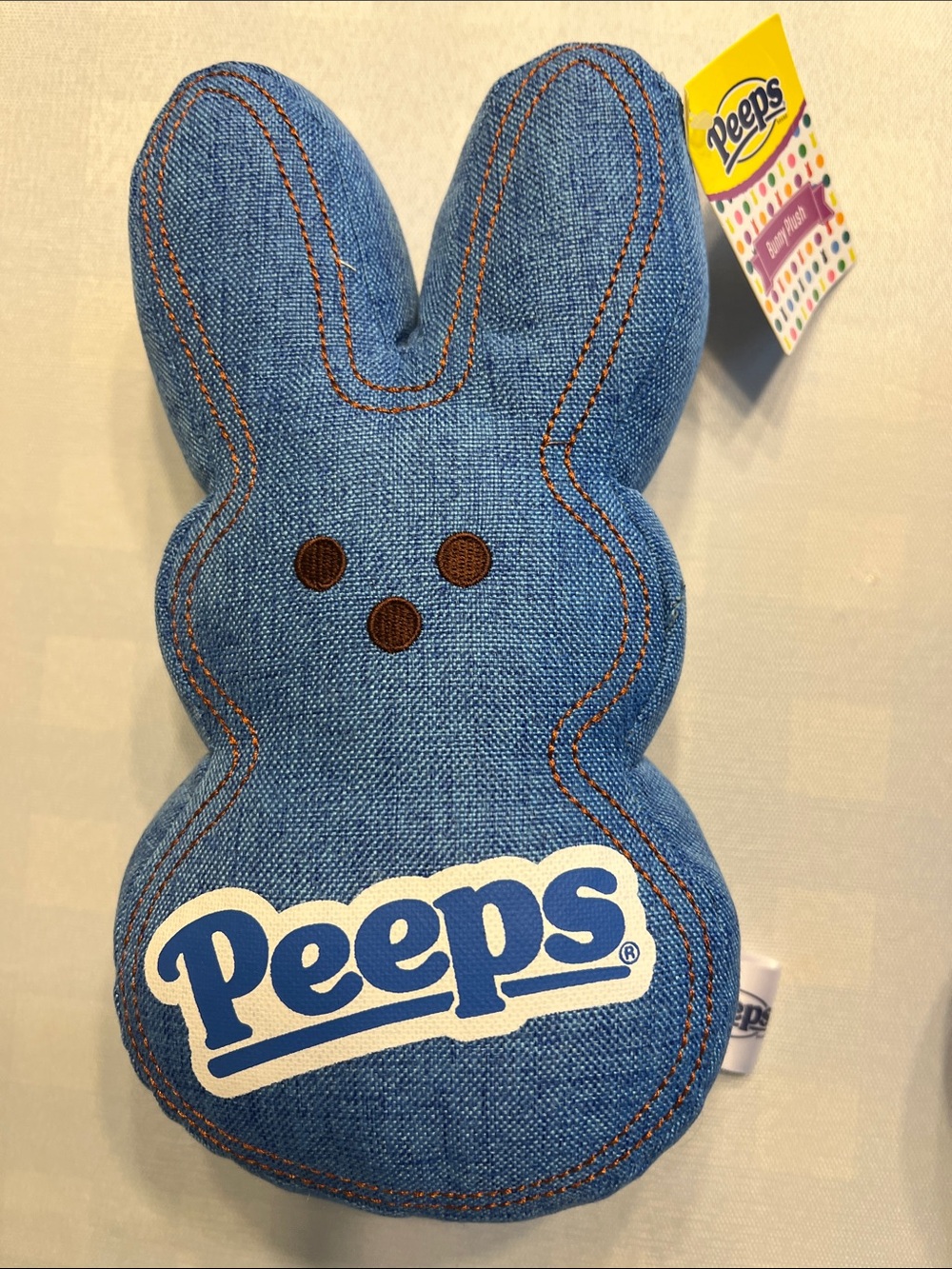 NWOT-Peeps Denim-Look Plush Bunny Toy - Blue